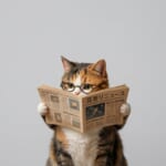新聞を読む猫のイラスト